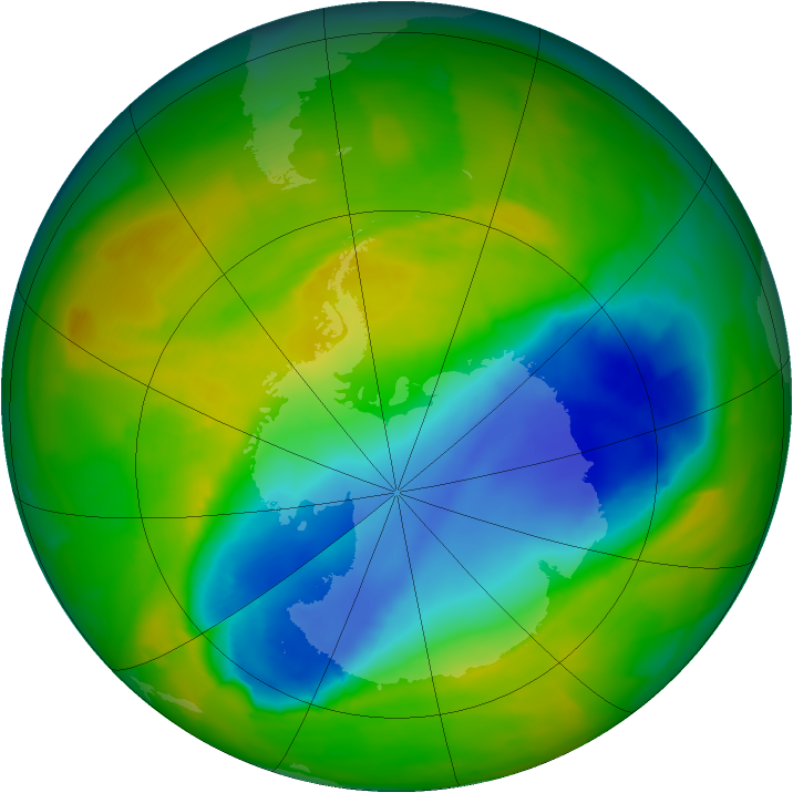 Antarctic ozone map for 03 November 2012